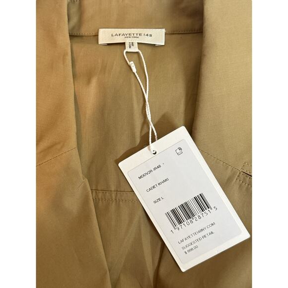 Lafayette 148 New York Women's Short Sleeve Belted Wrap Dress Size L Tan NWT - Picture 9 of 10